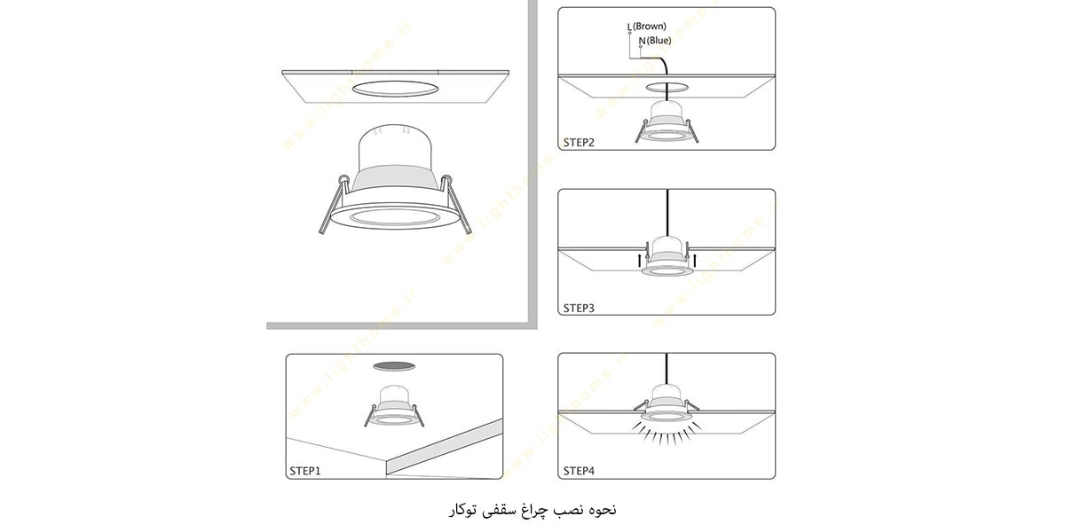 نصب چراغ سقفی توکار