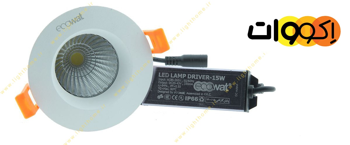 چراغ توکار 15 وات COB LED اکووات