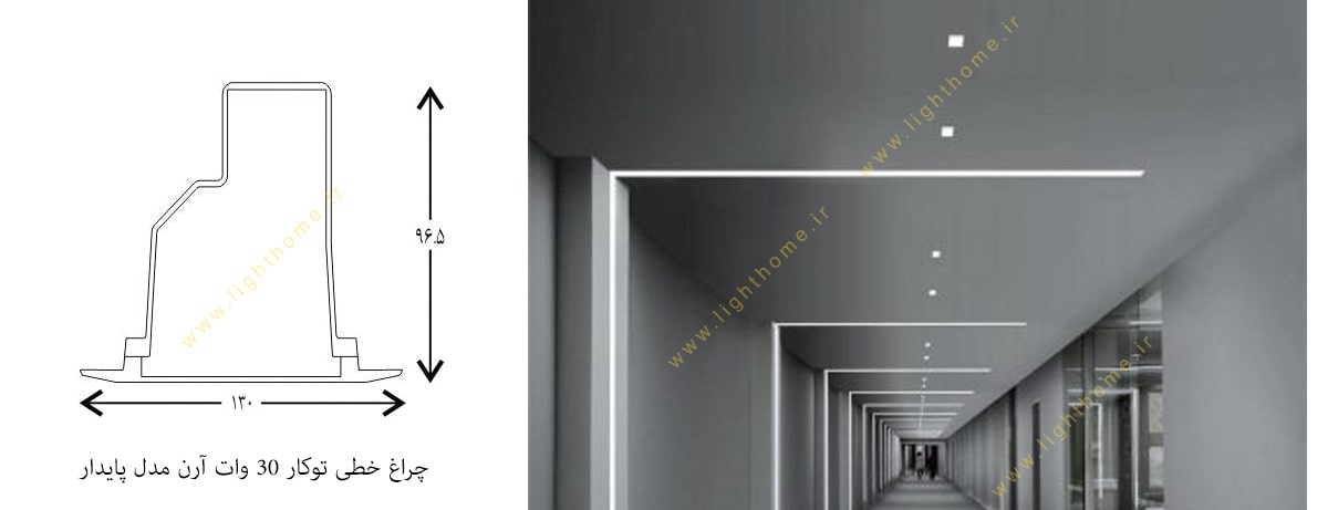 چراغ خطی توکار 30 وات آرند مدل پایدار