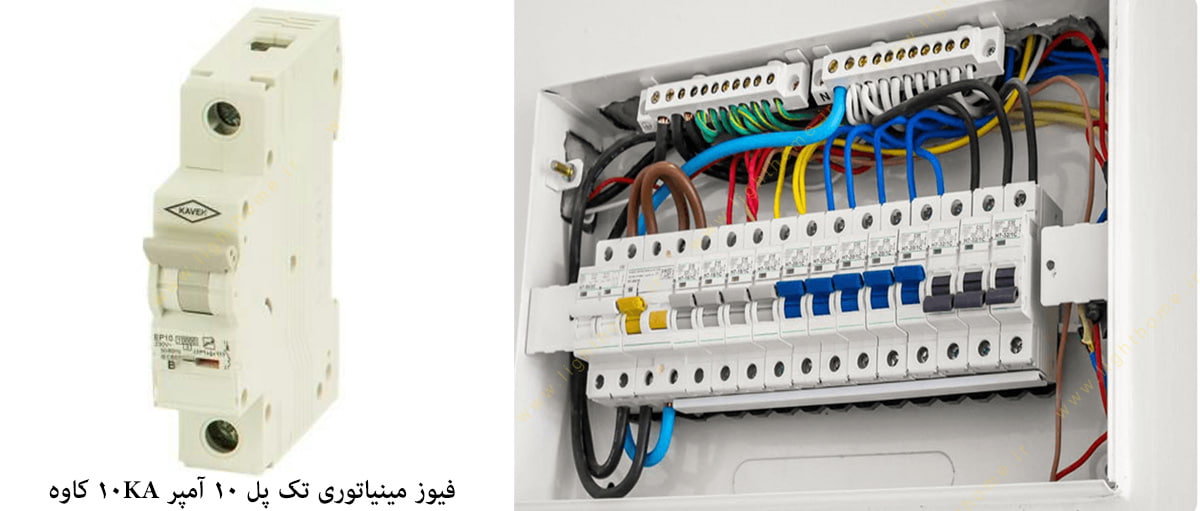 فیوز مینیاتوری تک پل 10 آمپر 10KA کاوه