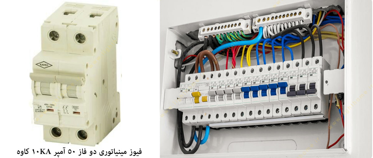 فیوز مینیاتوری دو فاز 50 آمپر 10KA کاوه