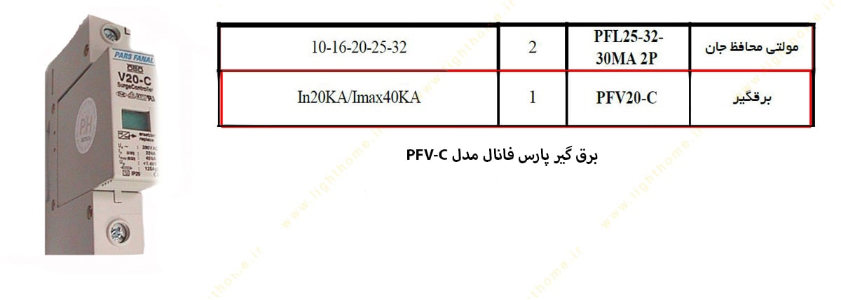 برق گیر پارس فانال مدل PFV20-C