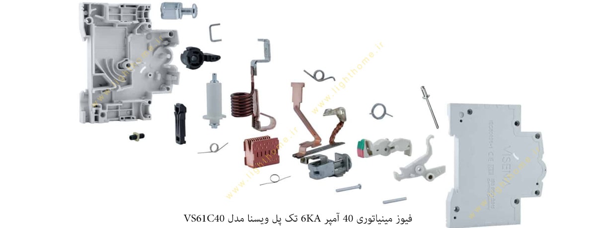 فیوز مینیاتوری 40 آمپر 6KA تک پل ویسنا مدل VS61C40