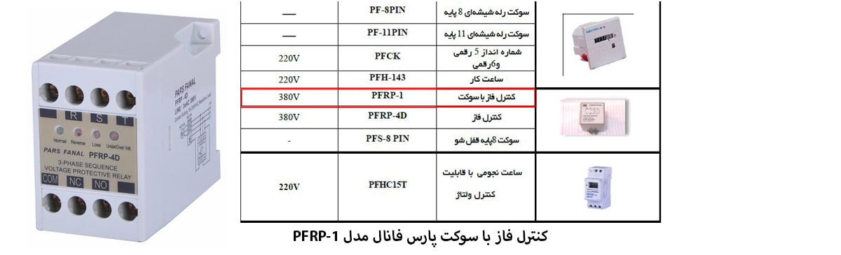 کنترل فاز با سوکت پارس فانال مدل PFRP-1