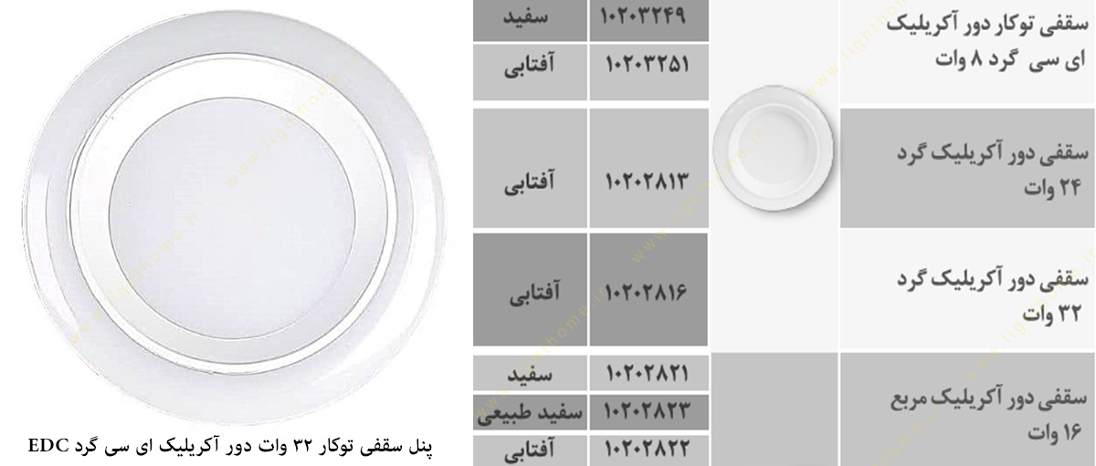 پنل سقفی توکار 32 وات دور آکریلیک ای سی گرد EDC