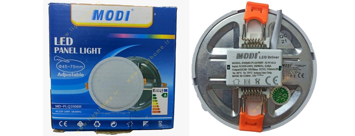 پنل توکار 6 وات SMD مودی مدل MD-PLQ3106R