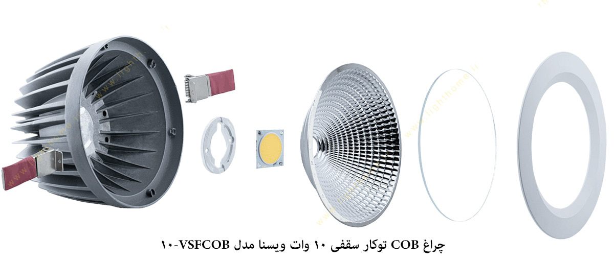 چراغ  COB توکار 10 وات ویسنا مدل VSFCOB-10