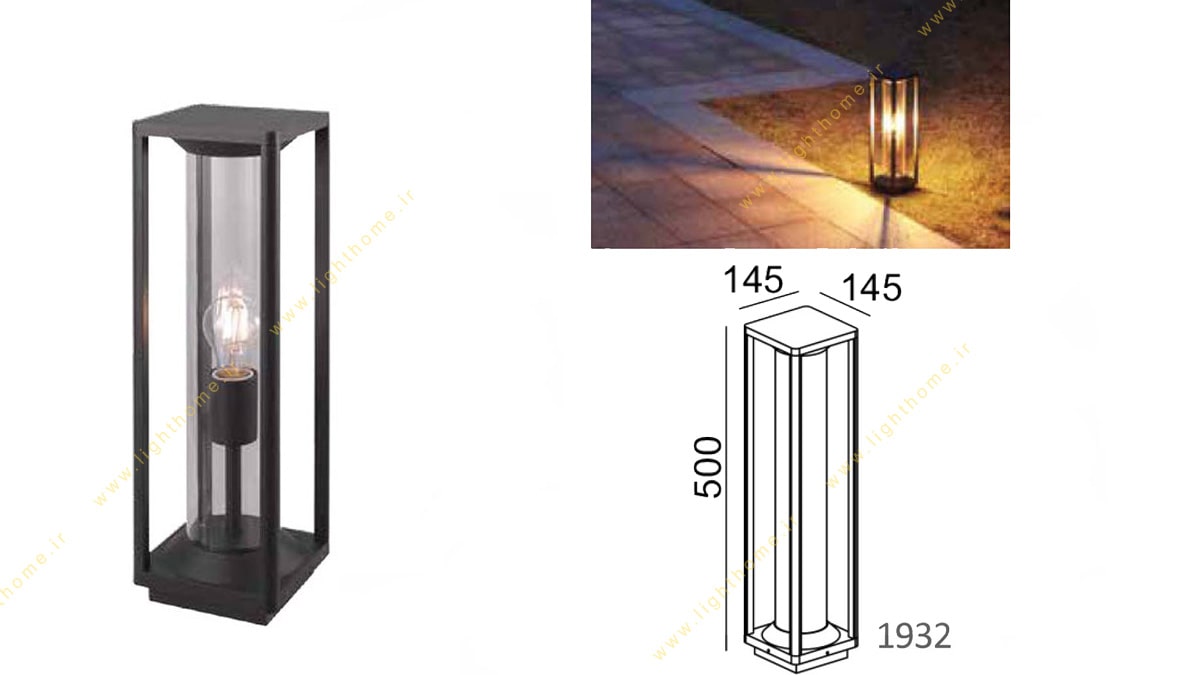 چراغ باغی و باغچه ای چهار وجهی NVC با سرپیچ E27 مدل LA-W1932