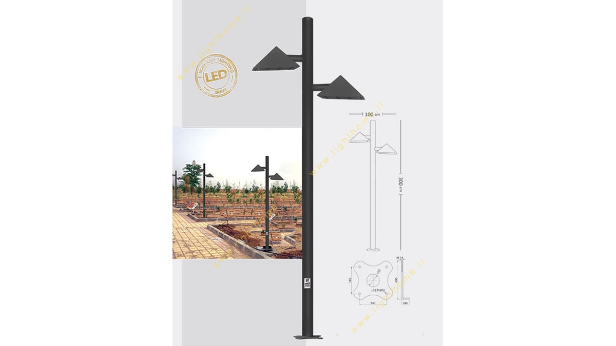 چراغ پارکی 2x36 وات COB روشنا مدل پویش POUYESH-4061