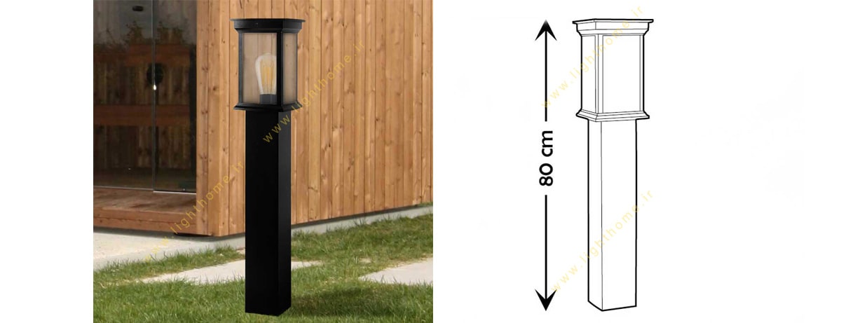 چراغ چمنی 80 سانت شفق مدل روشان با لامپ
