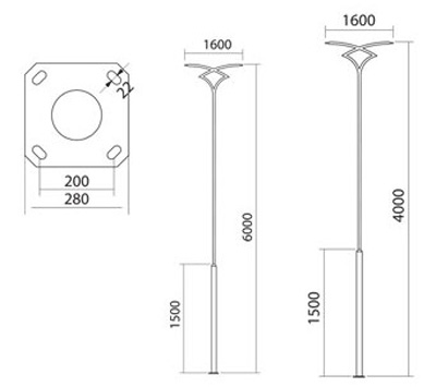 چراغ حیاطی پارکی شعاع 150 وات مدل sh-sided-cobra06