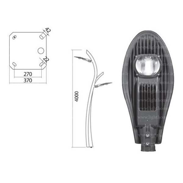 چراغ پارکی دوطرفه 50 وات مدل sh-lx-cobra04