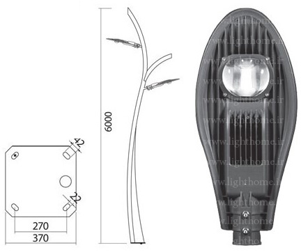 چراغ پارکی دوطرفه شعاع مدل SH-LX-COBRA06