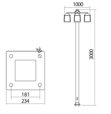 چراغ پارکی و حیاطی شعاع مدل sh-4525