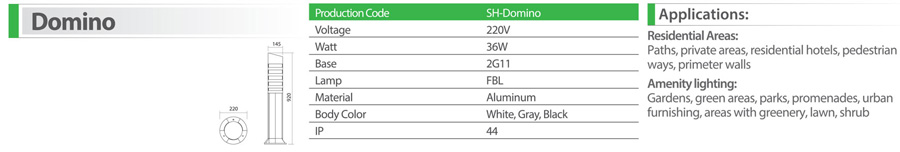 چراغ حیاطی و پارکی سوزنی 36 وات مدل sh-domino