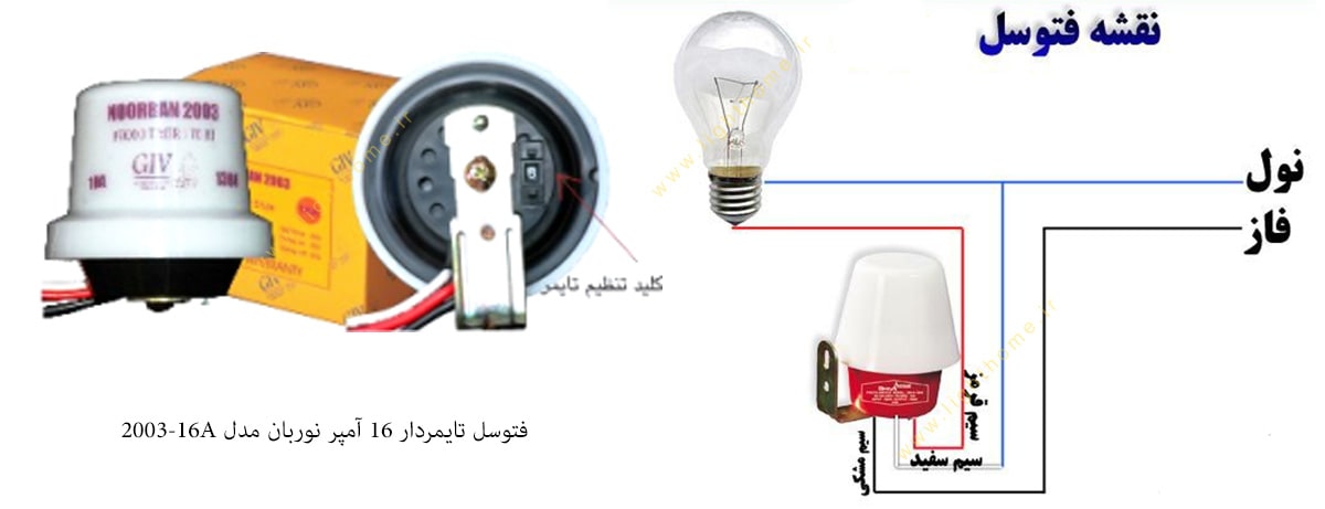 فتوسل تایمردار 16 آمپر نوربان مدل 2003-16A