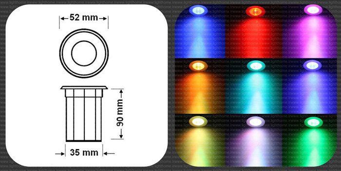 چراغ استخری ال ای دی 3 وات RGB مدل fec-3004