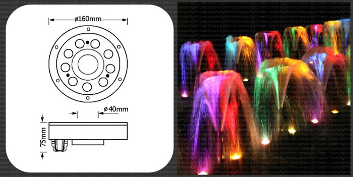 چراغ آب نما RGB فاین الکتریک مدل fec-3008 - چراغ فواره ای 27 وات مدل FEC-3008