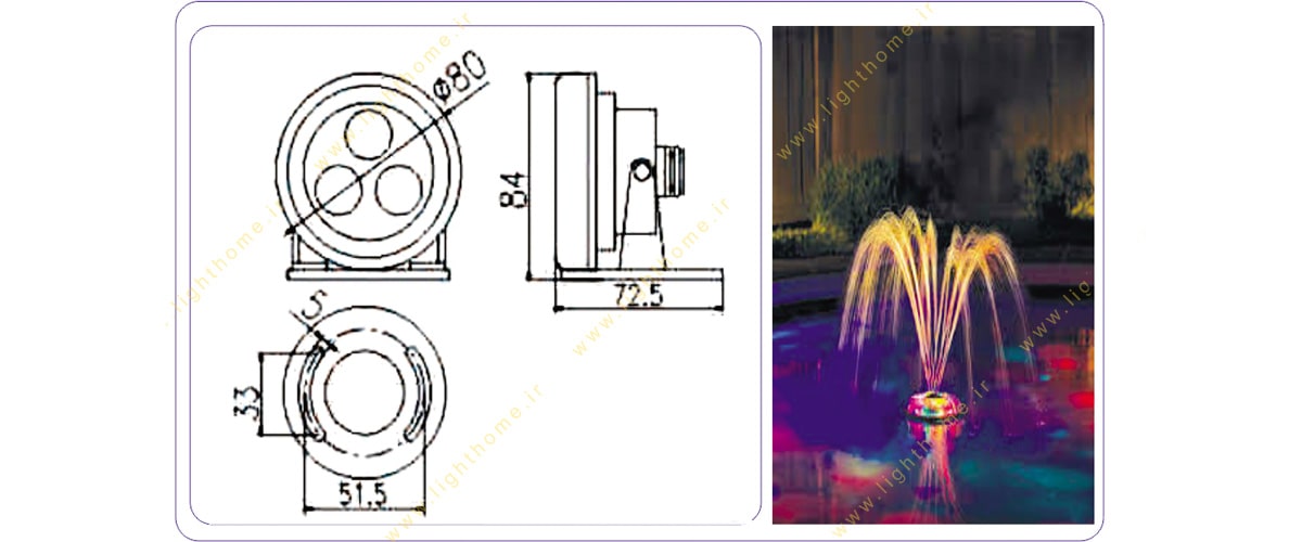 چراغ استخری 6 وات SPN مدل LS DM-29 ولتاژ 12 ولت