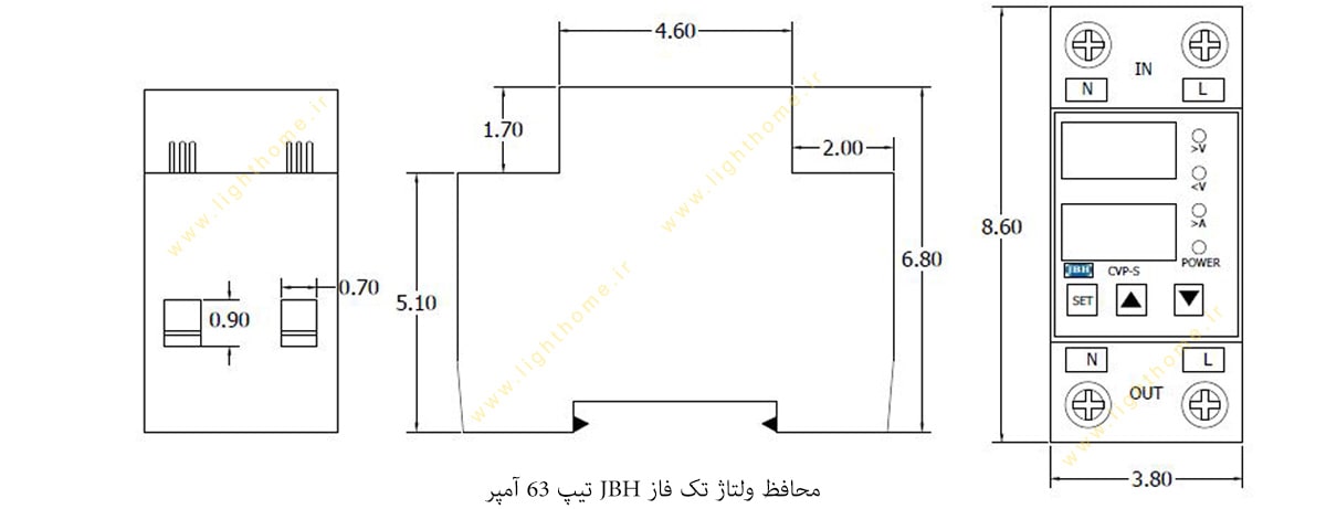 محافظ ولتاژ تک فاز JBH تیپ 63 آمپر