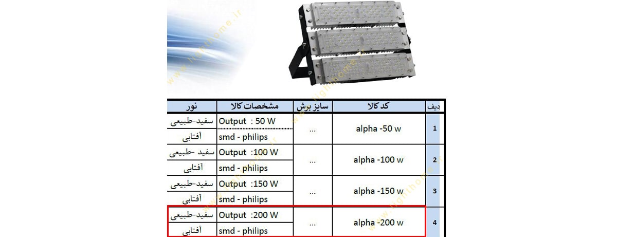 پروژکتور 200 وات SMD داتیس مدل ALPHA PLUS