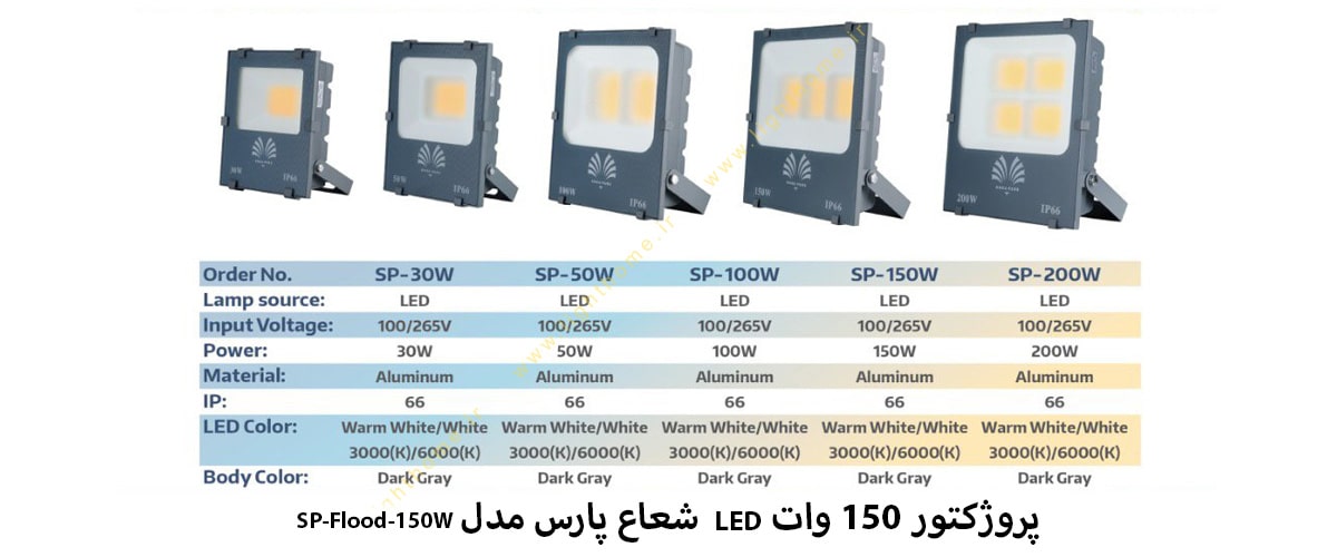 پروژکتور 150 وات LED شعاع پارس مدل SP-Flood-150W