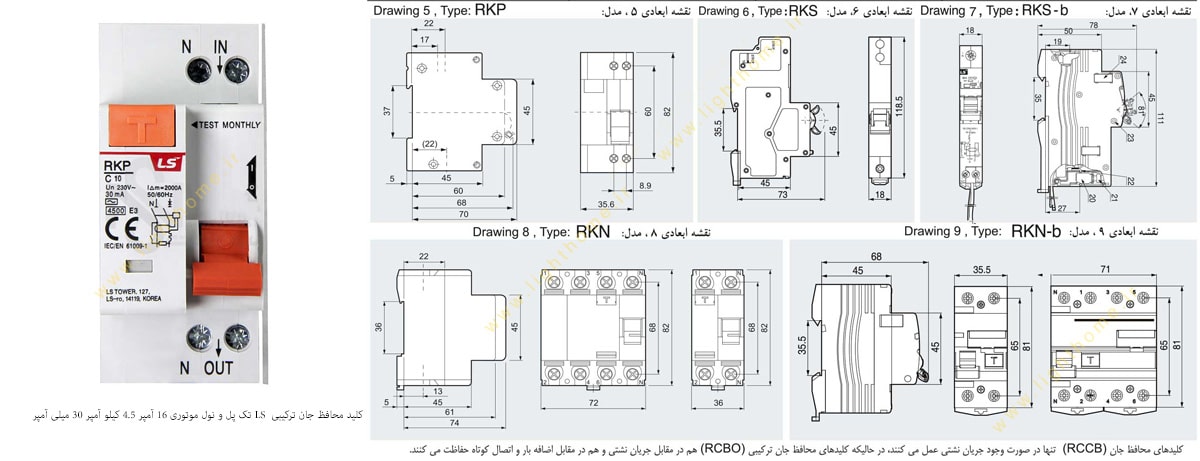 کلید محافظ جان ترکیبی LS تک پل و نول موتوری 16 آمپر 4.5 کیلو آمپر 30 میلی آمپر