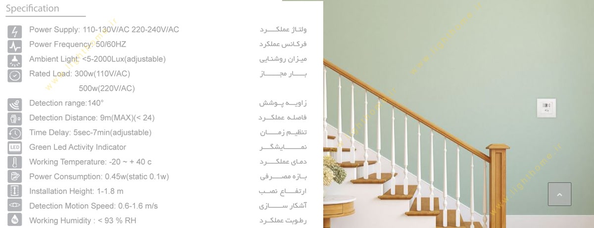 سنسور حرکتی دیواری توکار ایندوکوپ