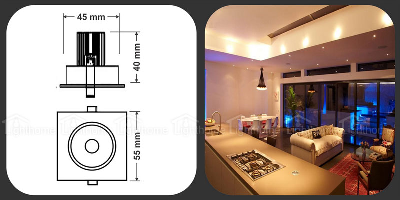 چراغ COB توکار 3 وات مدل FEC-COB-311-SQ-31