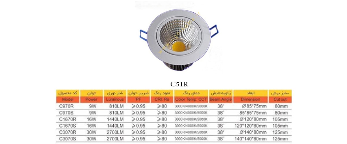 چراغ سان لوکس مدل C51R