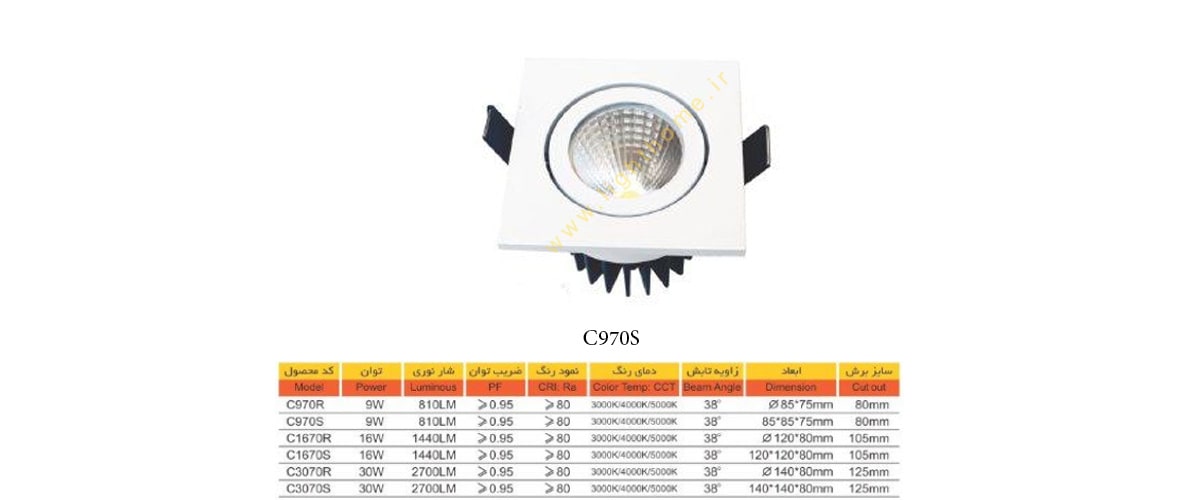 چراغ پنلی سانلوکس مدل C970S