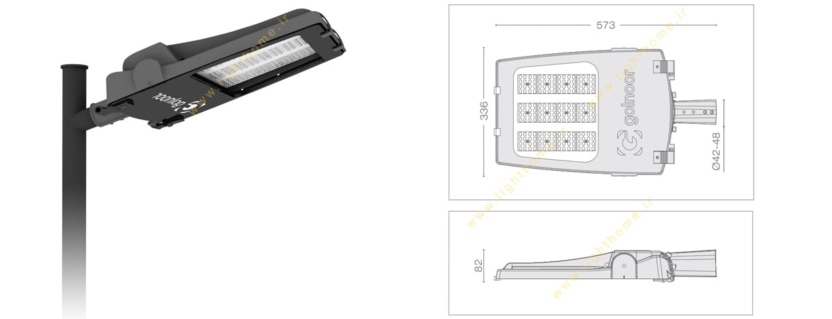 چراغ خیابانی 200 وات LED گلنور مدل سهیل 3