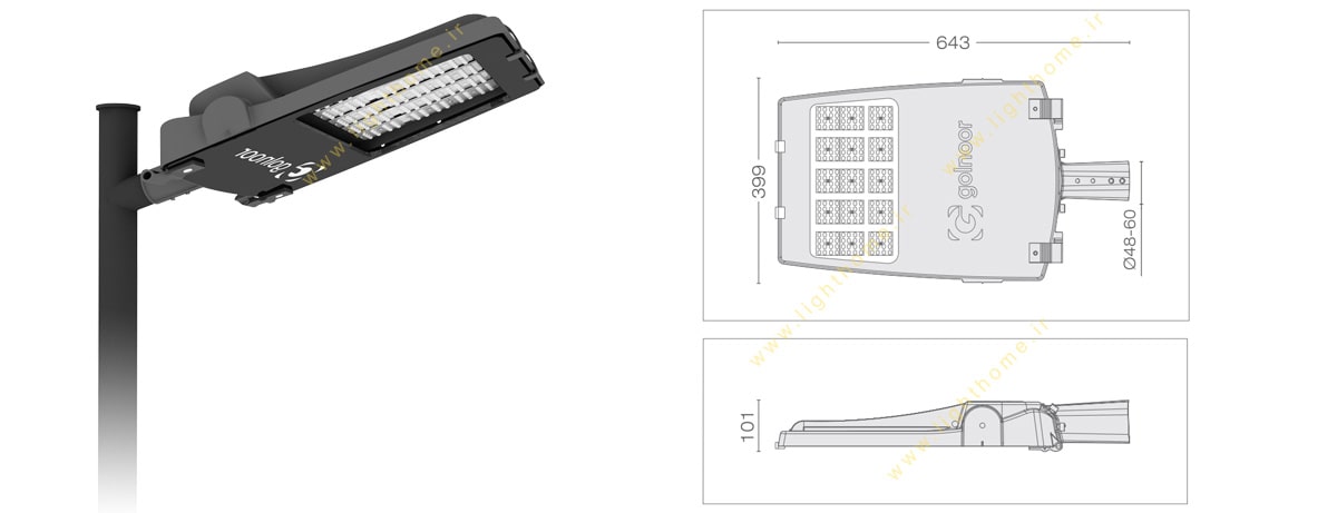 چراغ خیابانی 240 وات LED گلنور مدل سهیل 4