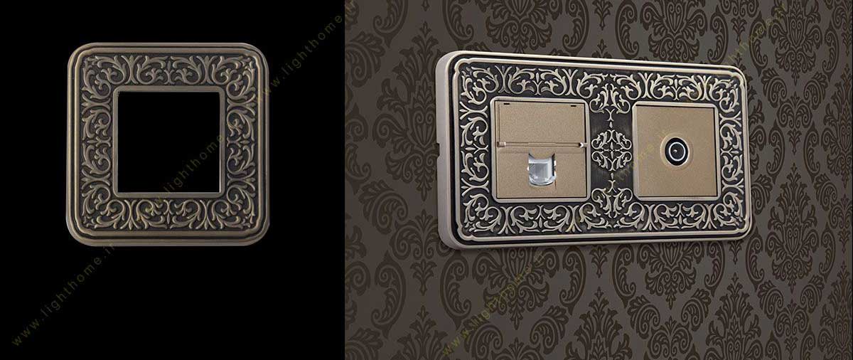 کلید و پریز آنتیکو سری فیوره با کادر زیتونی مات