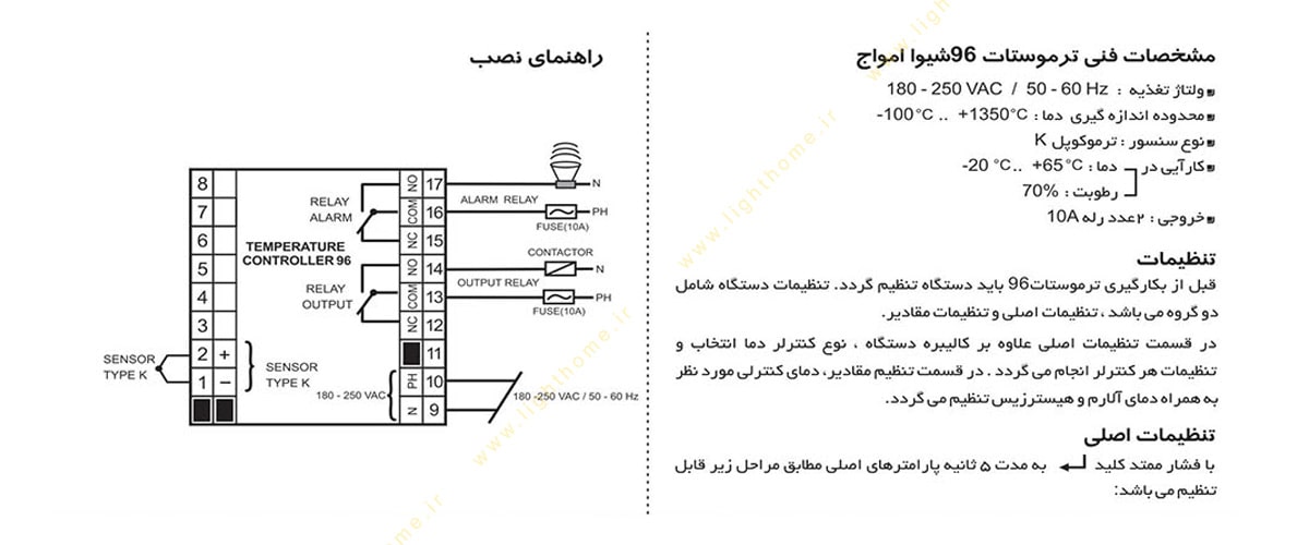 ترموستات 96 شیوا امواج مدل TCD-PID