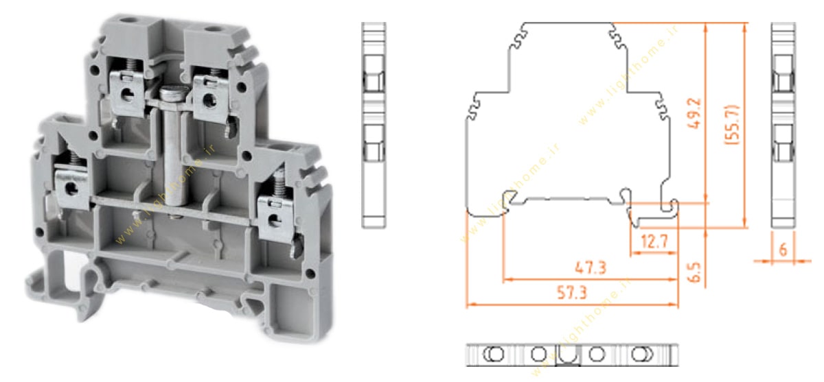 ترمینال دو طبقه پیچی خاص سایز 4 رعد سری DRTP2.5/4D4