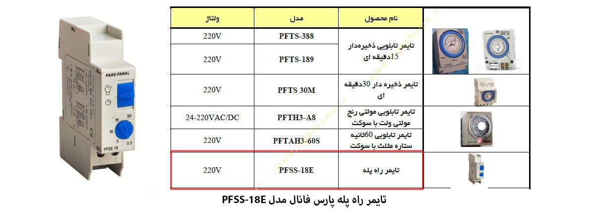 تایمر راه پله پارس فانال مدل PFSS-18E