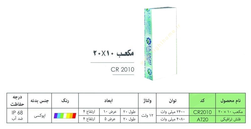 چراغ دفنی سنگ نورانی مکعب 10×20 سانت IP68