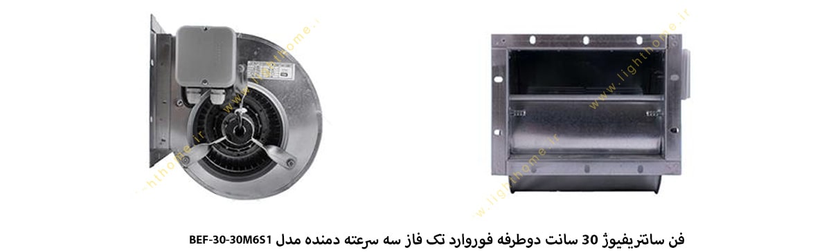 فن سانتریفیوژ 30 سانت دوطرفه فوروارد تک فاز سه سرعته دمنده مدل BEF-30-30M6S1