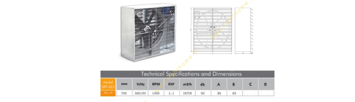 هواکش مرغداری مدل ECIF700-4 خزرفن