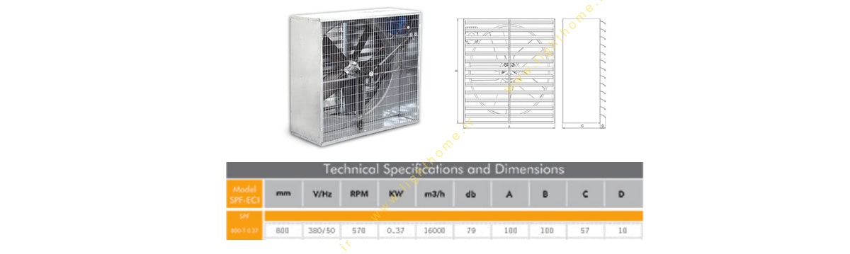 هواکش مرغداری مدل SPF800 خزرفن