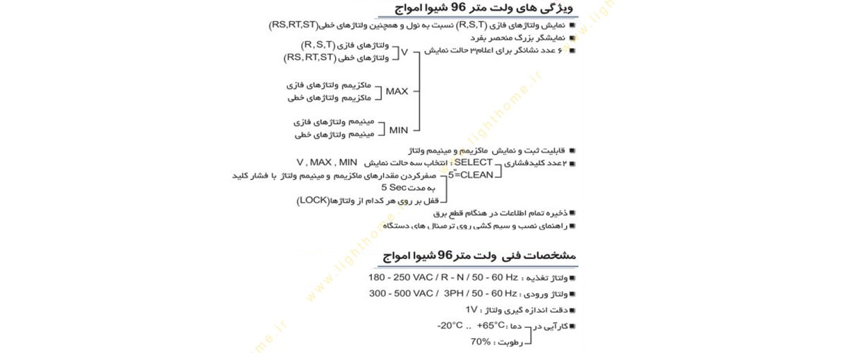 ولت متر 96 شیوا امواج مدل VMD-MM