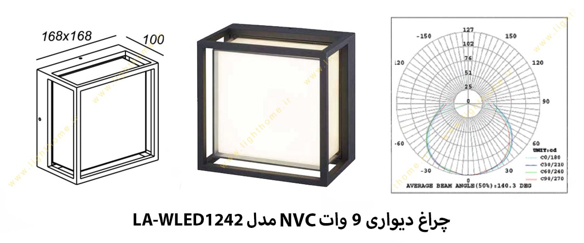 چراغ دیواری 9 وات NVC مدل LA-WLED1242