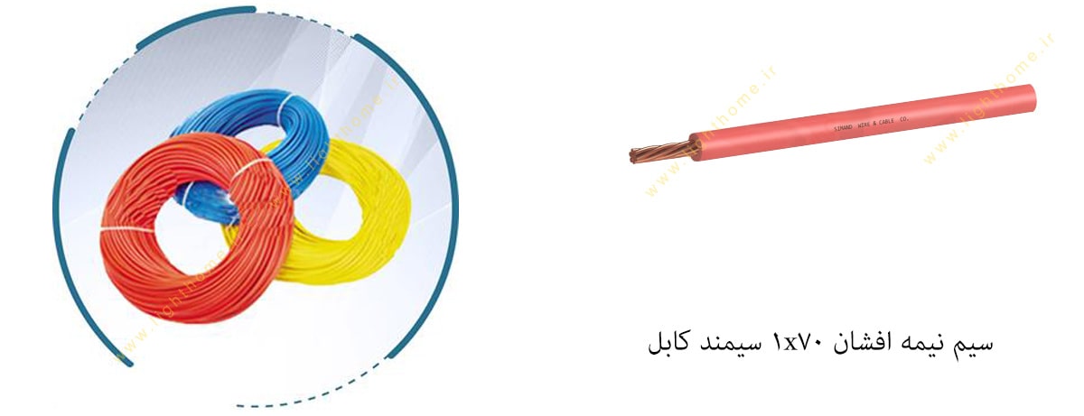 سیم نیمه افشان 1x70 سیمند کابل