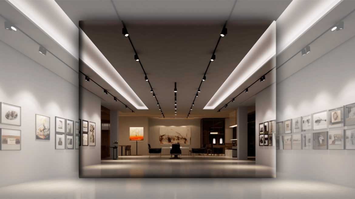 magnet-track-rail-light-in-museum کاربرد چراغ خطی مگنتی در موزه ها
